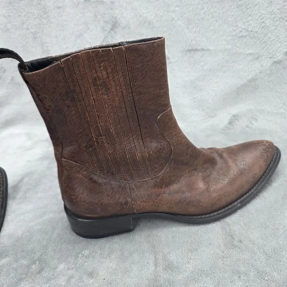 BUTTERO Ankle Chelsea Boots Brown Leather Size 41 Made In Italy